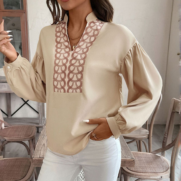 Damen elegante Bluse mit gesticktem Detail Drune