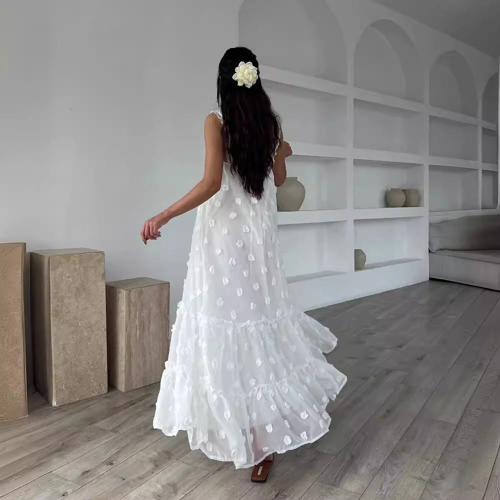 Damen Sommerliches Maxikleid mit floralem Relief und voluminösem Saum Drune