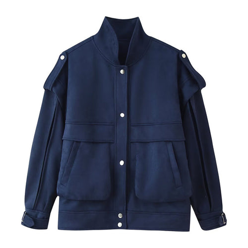 Damen utility Jacke mit praktischen Taschen und modischem Stehkragen Drune