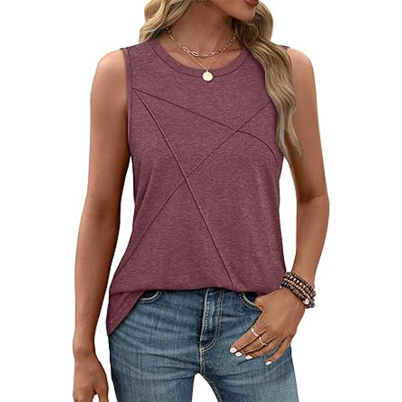 Damen ärmelloses T-Shirt mit modernem geometrischen Design Drune