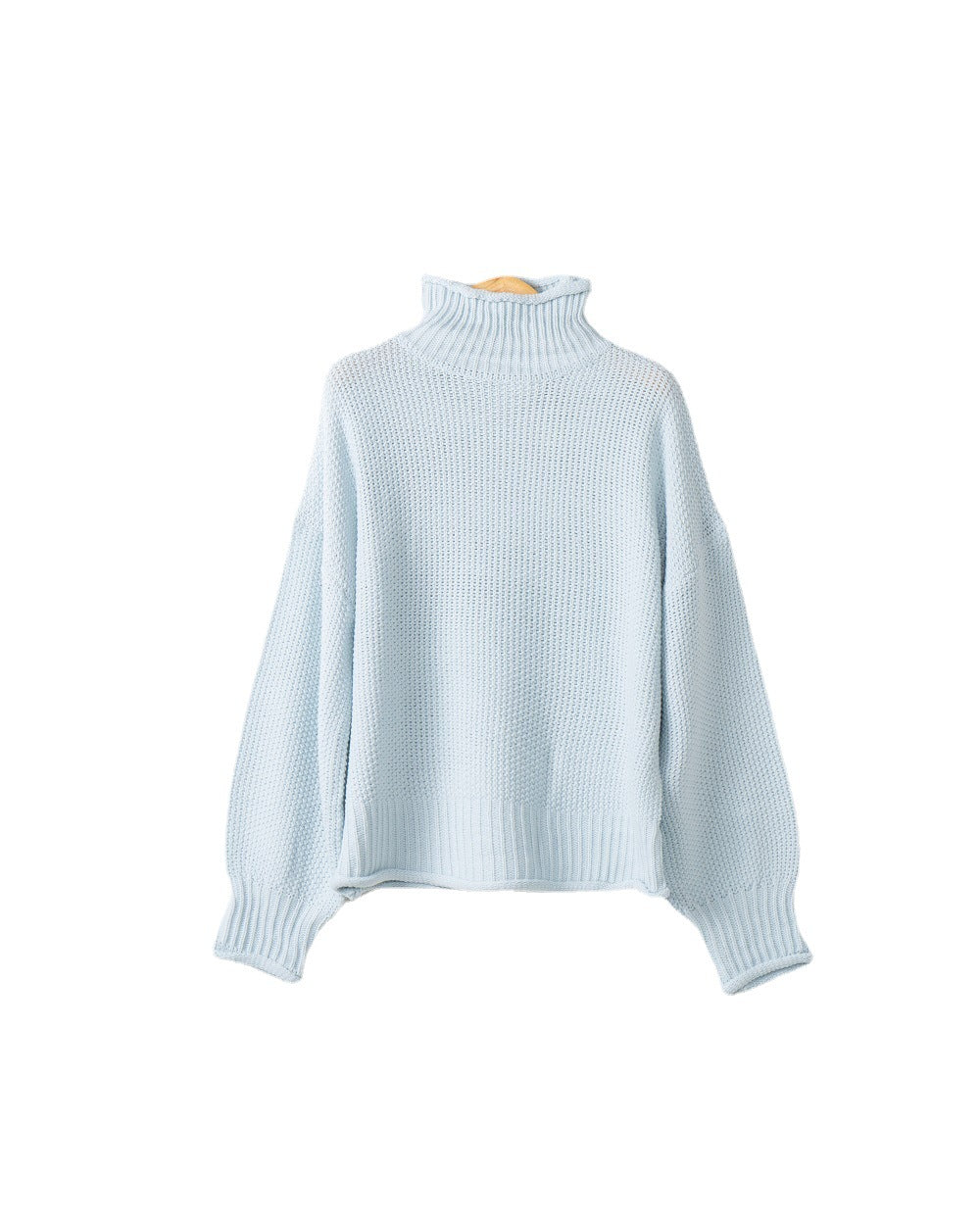 Damen grobstrick Pullover mit Stehkragen und überschnittenen Schultern Drune
