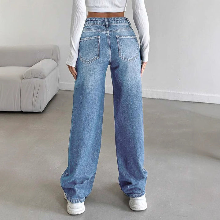 Damen Weite Jeans mit lässigem Schnitt und hohem Bund Drune