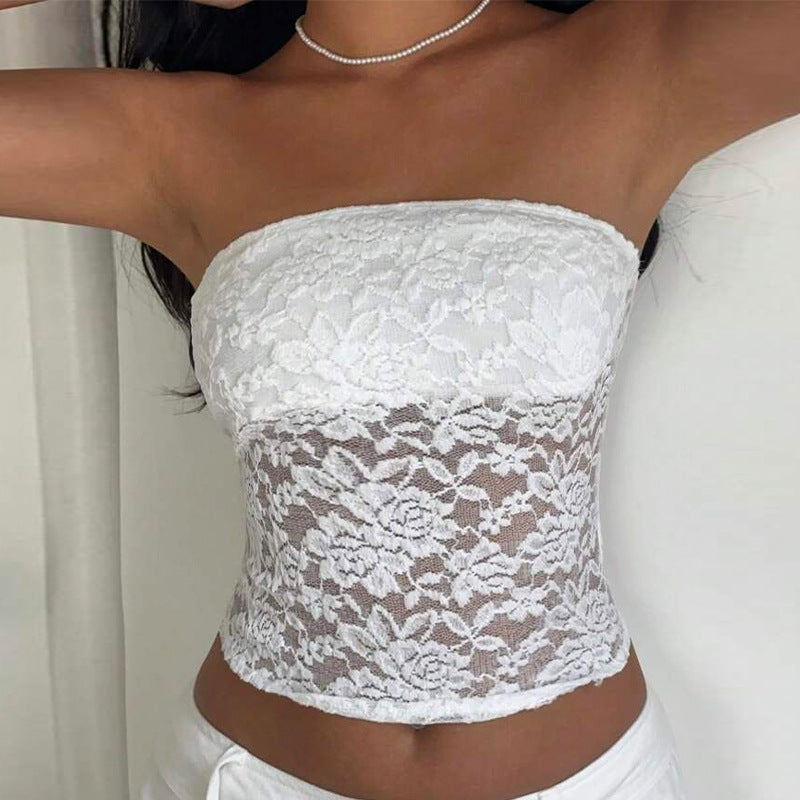 Damen Spitzen Bandeau-Oberteil Drune