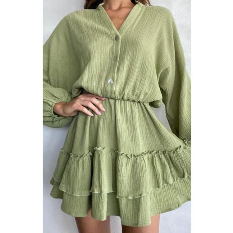 Damen Blusenkleid mit Rüschendetails und tailliertem Schnitt Drune