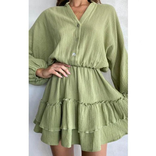 Damen Blusenkleid mit Rüschendetails und tailliertem Schnitt Drune