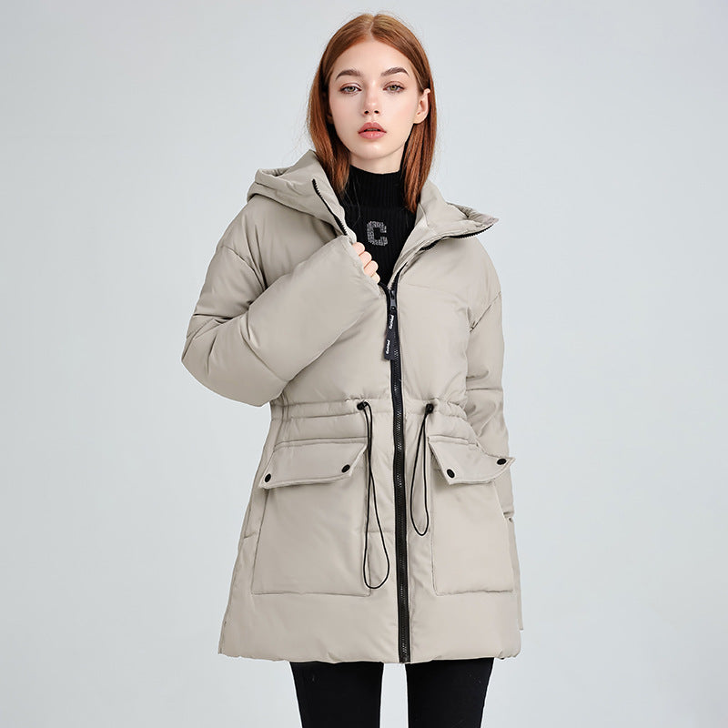 Damen isolierte Parkajacke mit verstellbarem Taillenzug und praktischen Taschen Drune