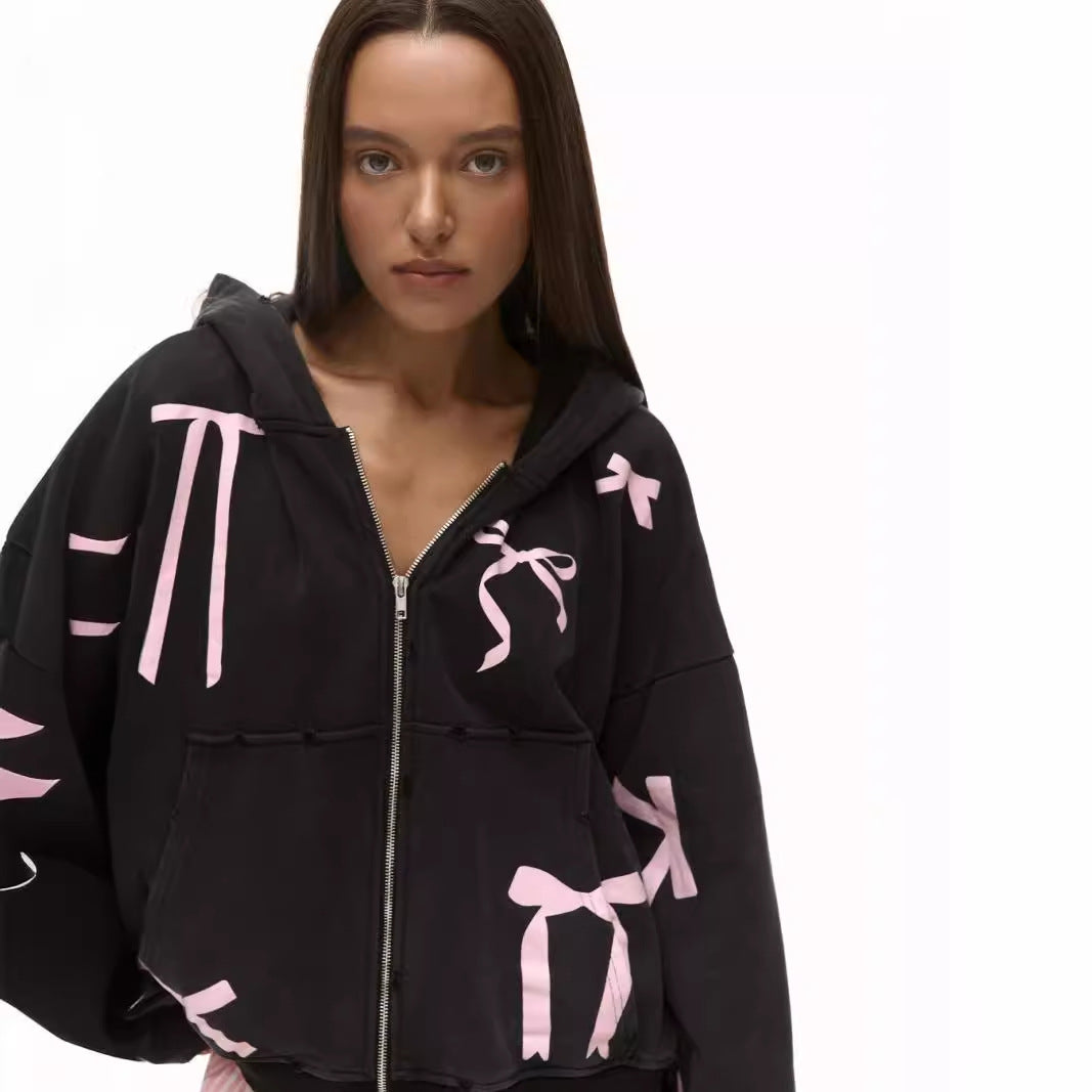 Damen Oversized Kapuzenjacke mit auffälligen Bänder-Design Drune