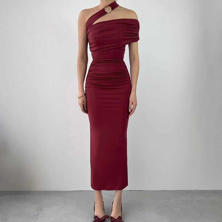 Damen Elegantes Wickelabendkleid mit asymmetrischem Schnitt und figurformendem Design Drune