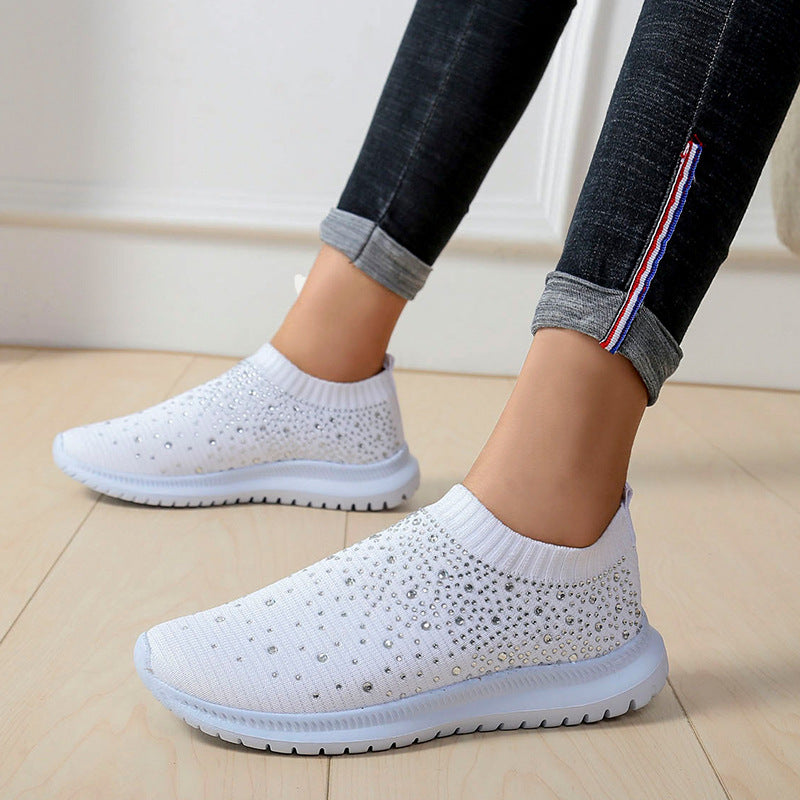 Damen Glitzernde Slip-On Sneaker mit atmungsaktivem Obermaterial und rutschfester Sohle Drune