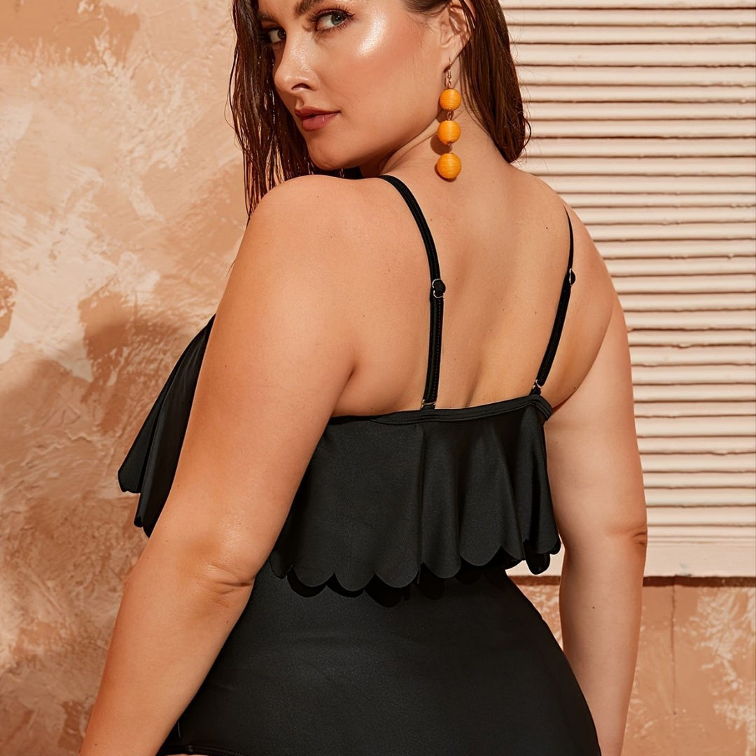 Damen Einteiler Badeanzug mit elegantem Volant-Design Drune