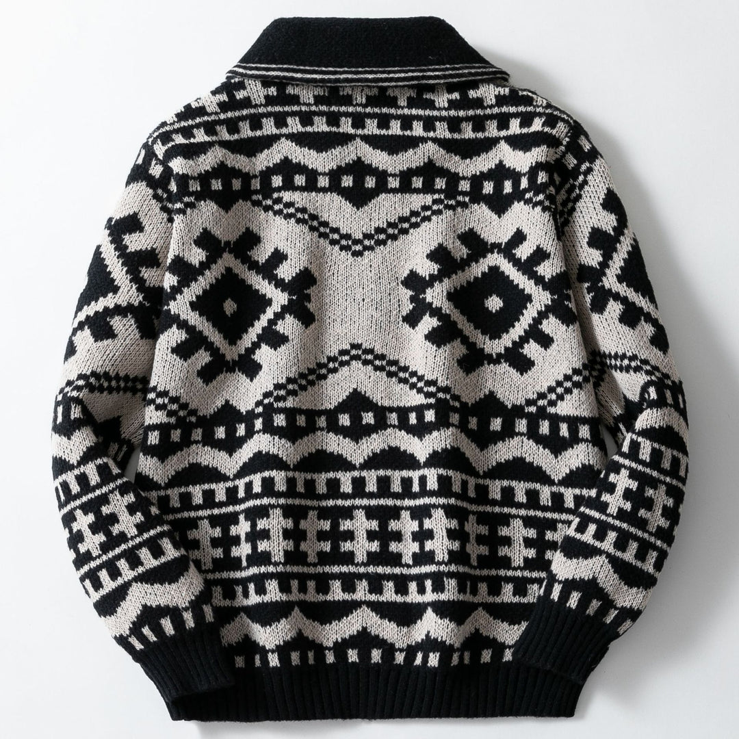 Herren Strickjacke mit Zopfmuster und Stehkragen Drune