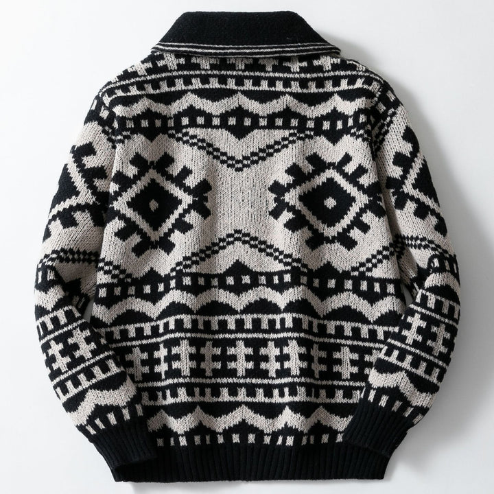 Herren Strickjacke mit Zopfmuster und Stehkragen Drune