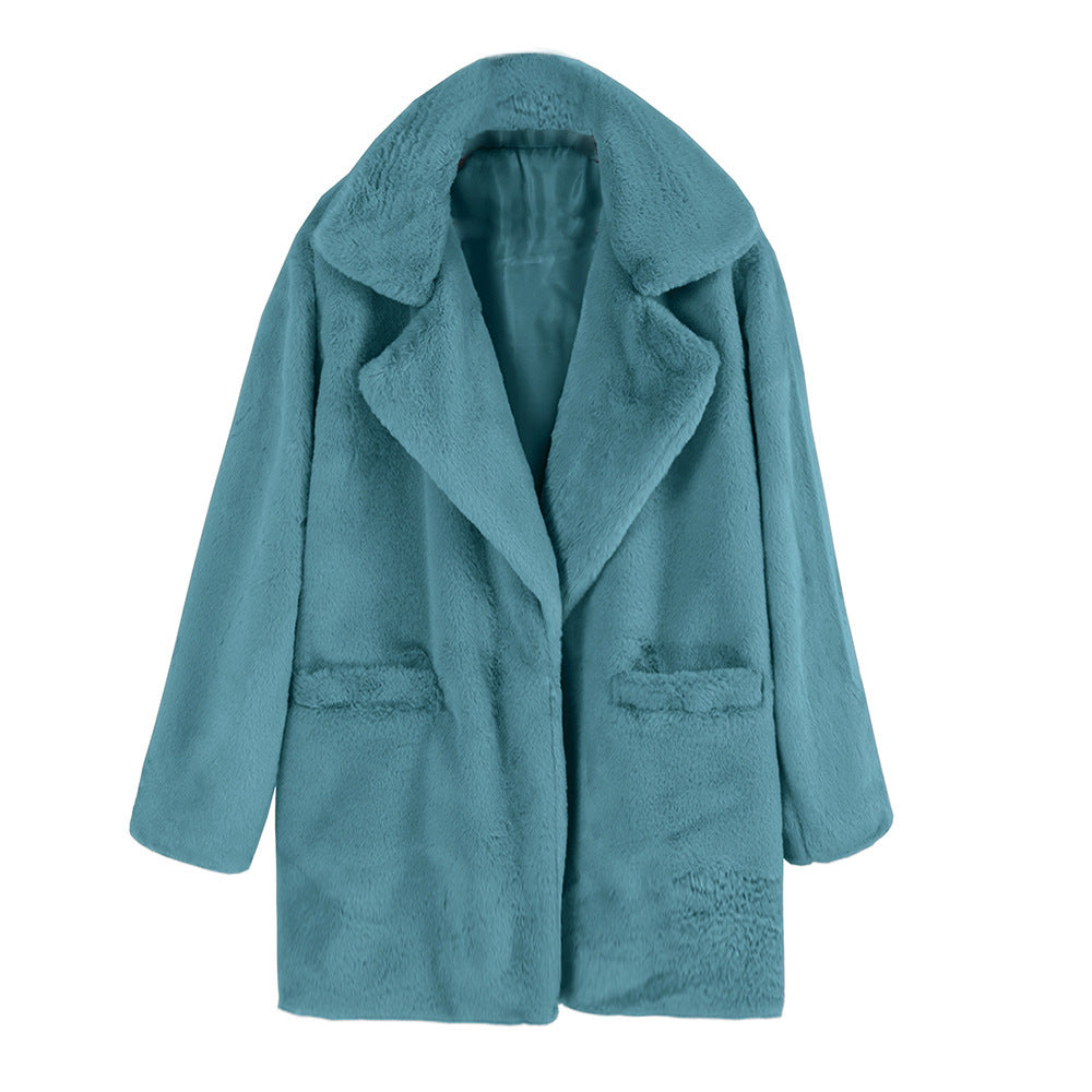 Damen kuscheliger Oversized-Baumwollmantel mit luxuriösem Fellimitat Drune