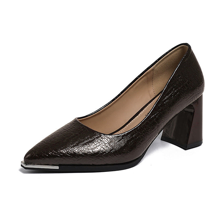 Damen Elegante spitze Pumps mit modischem Blockabsatz Drune
