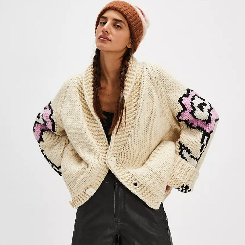 Damen Gemusterte Strickjacke mit oversized Passform Drune