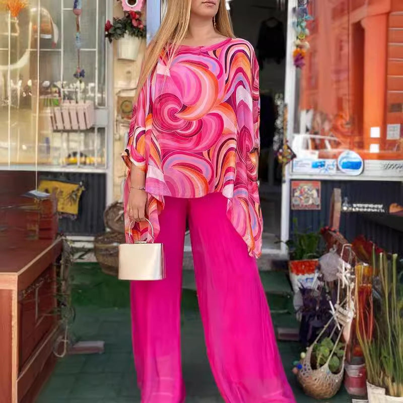 Drune | Buntes Chiffon Bedrucktes Set