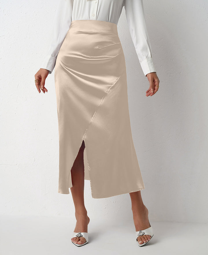 Damen Eleganter Schnitt Maxirock mit hohem Schlitz Drune