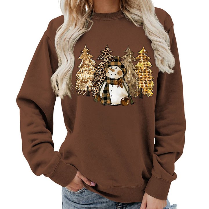 Damen Sweatshirt mit kreativem Schneemann-Design und weichem Innenfutter Drune