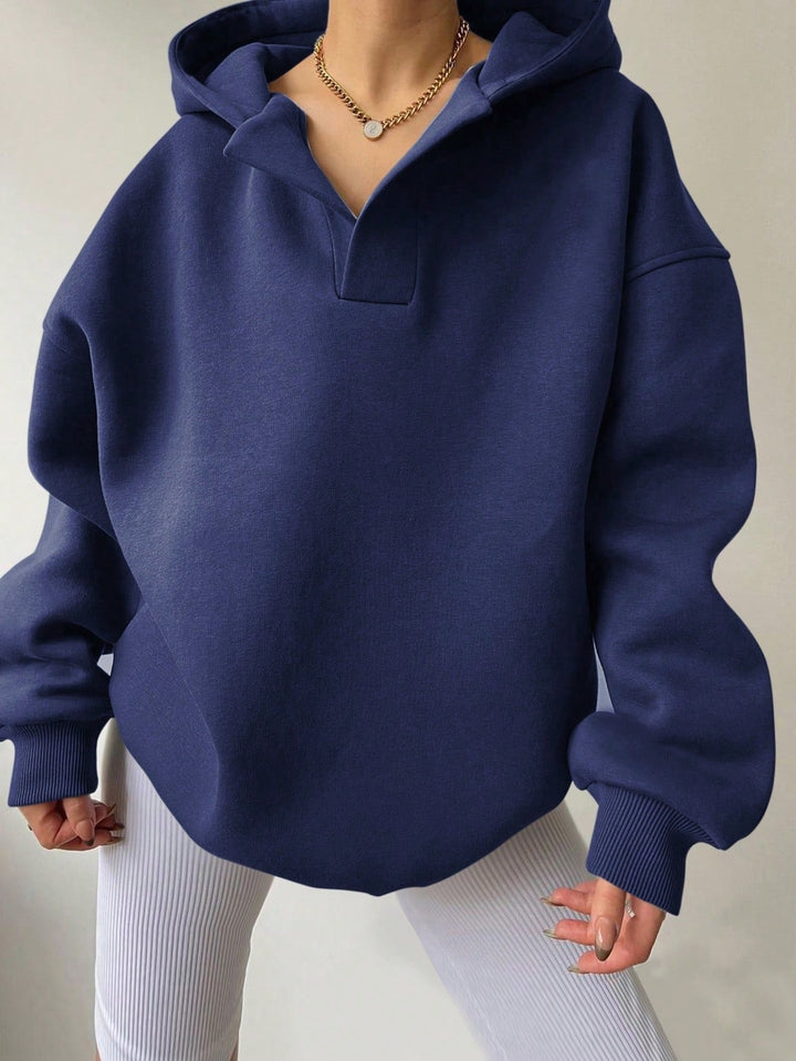 Damen Oversized Hoodie mit kurzem Kragen und praktischen Seitentaschen Drune
