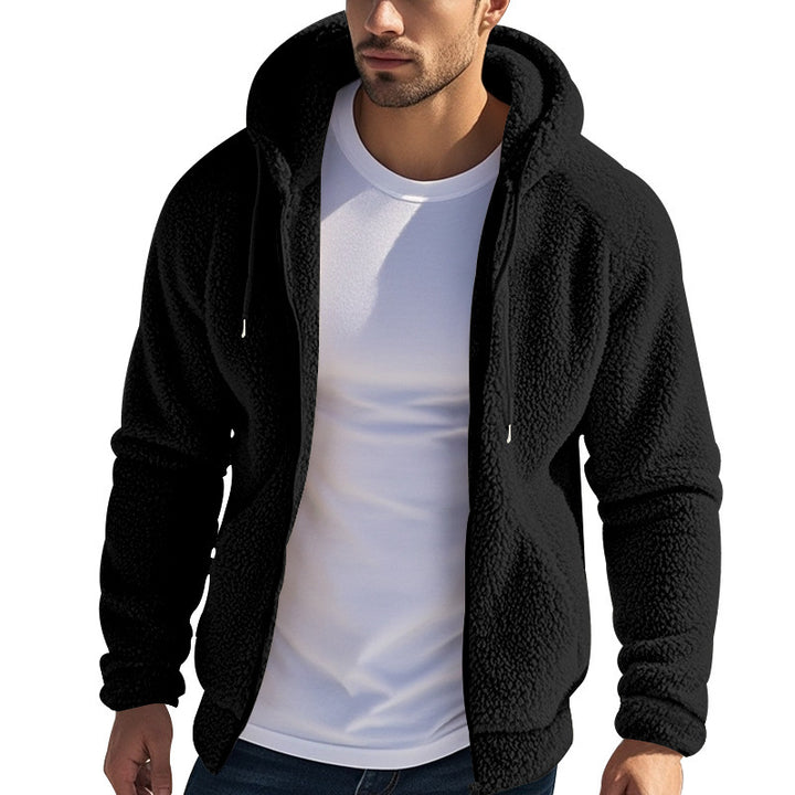 Herren kuschelige Fleecejacke mit Kapuze Drune