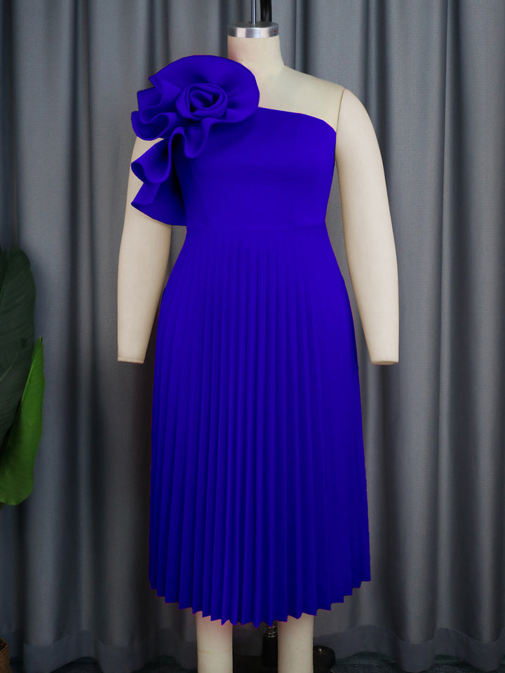 Damen elegantes Cocktailkleid mit voluminöser Blütenapplikation Drune