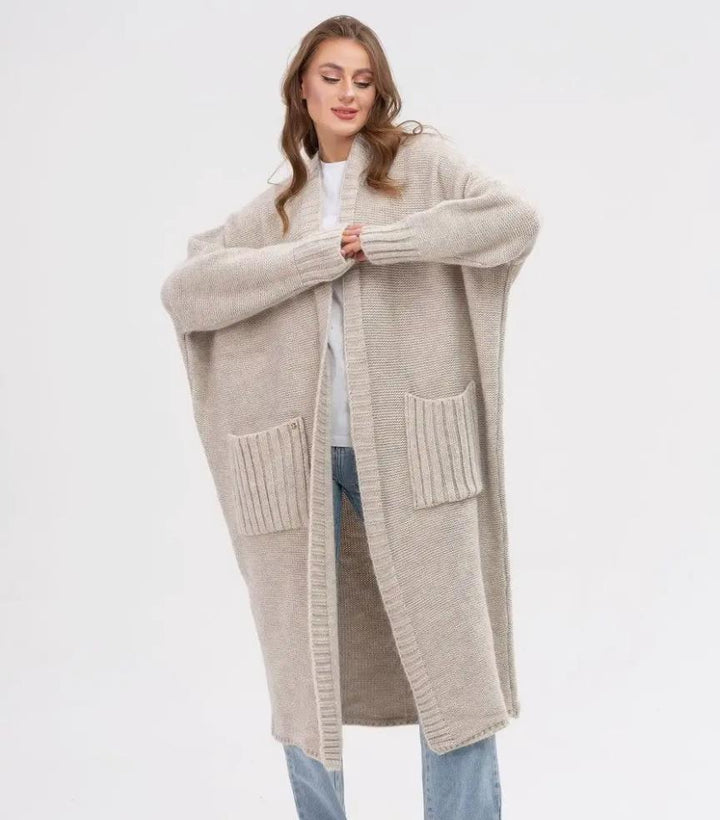 Damen Gemütlicher Strickmantel mit großen Taschen und oversized Schnitt Drune