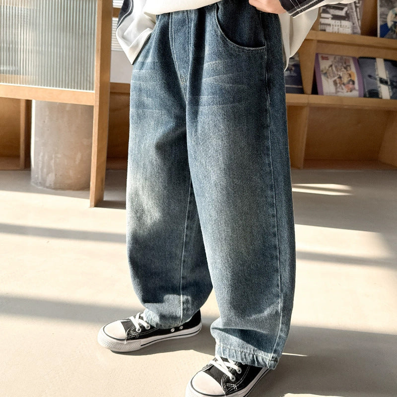 Herren weite Denim-Hose mit einzigartigem Vintage-Waschung Drune