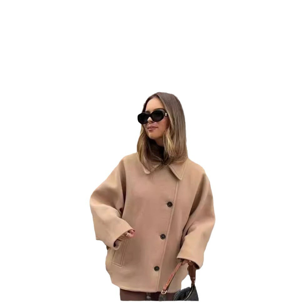 Damen Oversized Wollmantel mit modernem Schnitt und praktischen Taschen Drune