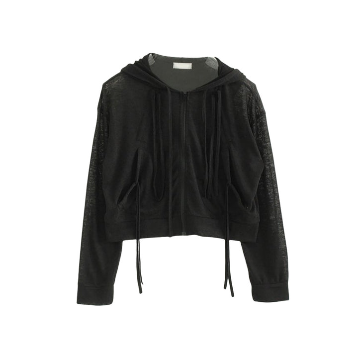 Damen modische cropped Kapuzenjacke mit praktischem Reißverschluss Drune