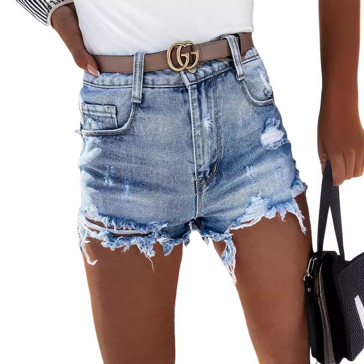 Damen Destroyed Denim-Shorts Drune