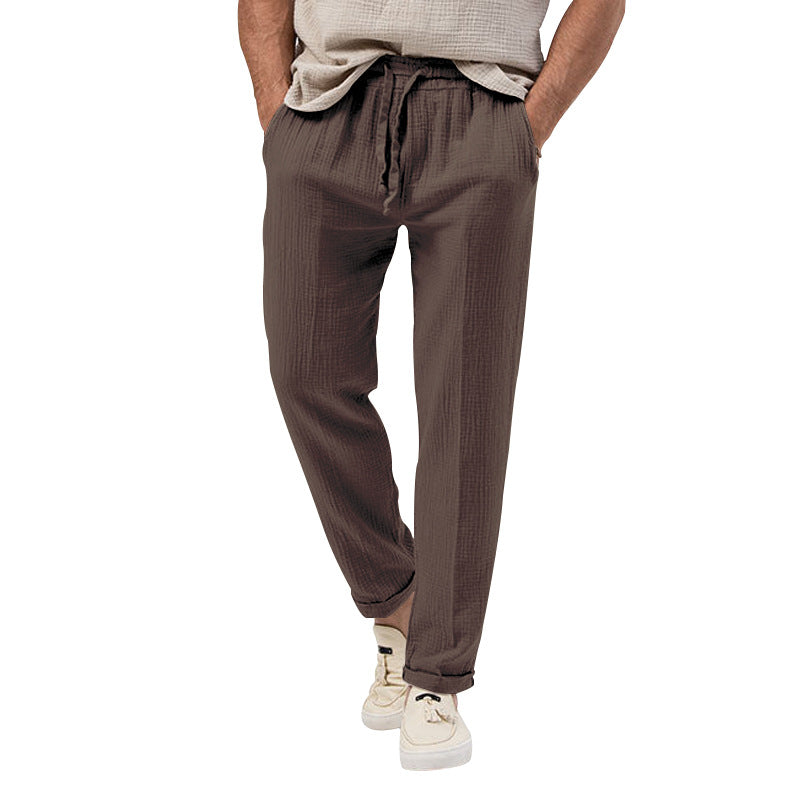 Herren nan lässige Leinen-Relaxhose mit elastischem Tunnelzugbund und praktischen Seitentaschen Drune