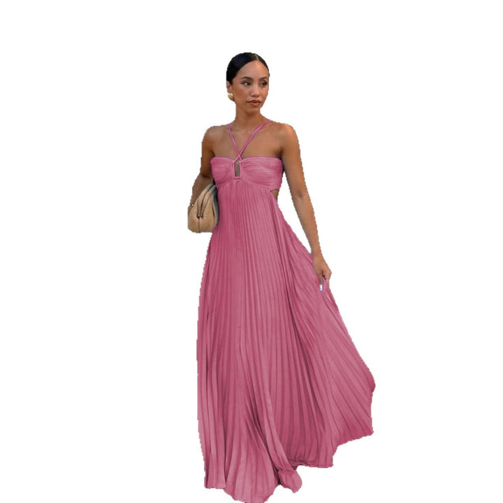 Damen Plisseekleid mit schulterfreiem Design und raffinierten Trägerdetails Drune