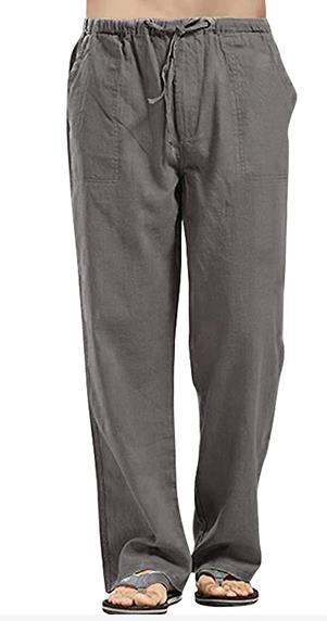 Herren nan lockere Leinenhose mit Tunnelzugbund und geradem Bein Drune