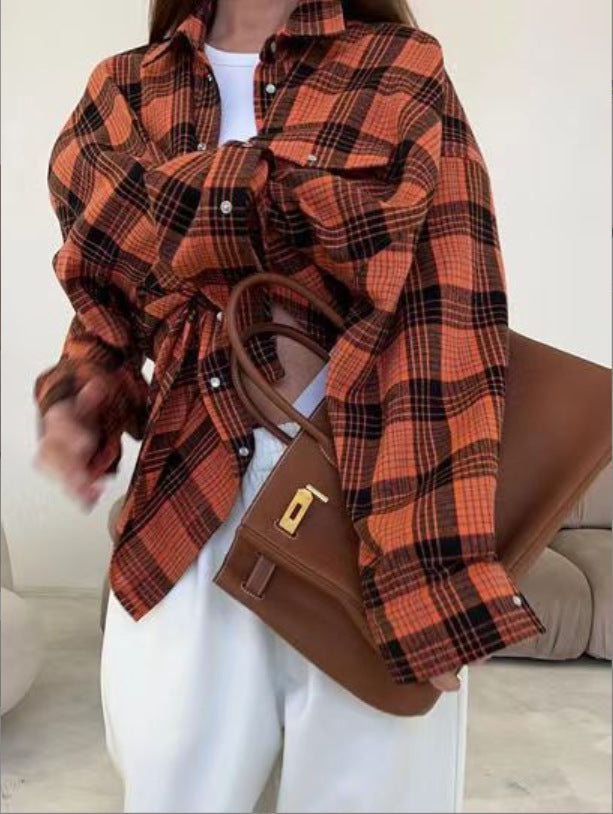 DamenOversized Karo-Hemdbluse Drune