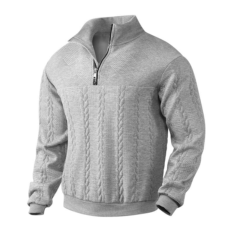 Herren Sweatshirt mit halbhohem Reißverschluss und strukturiertem Design Drune