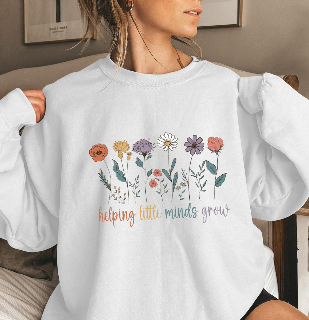 Damen Sweatshirt mit voluminösen Ärmeln und motivierendem Blumenaufdruck Drune