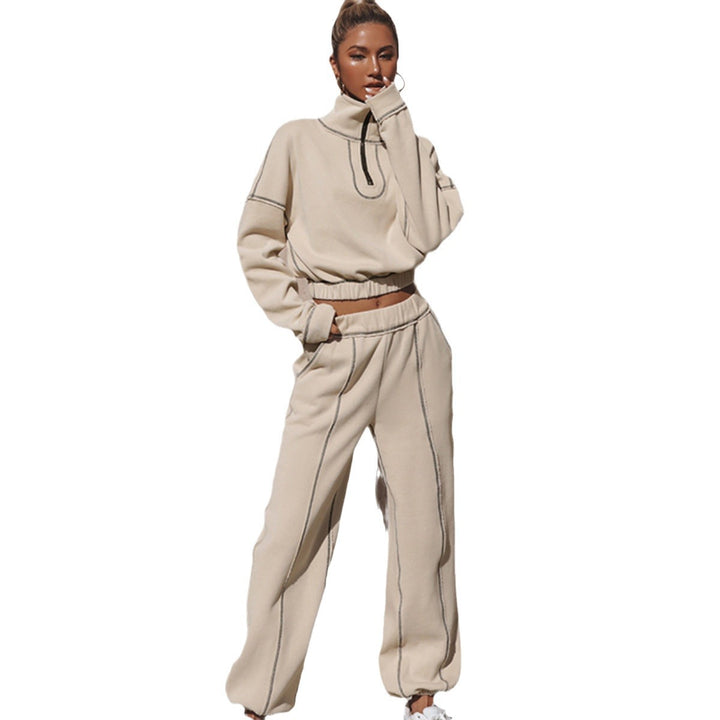 Damen modischer Crop-Pullover mit Reißverschluss Drune
