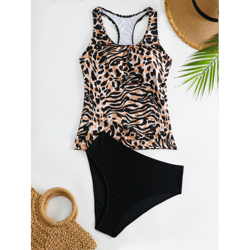 Damen Tankini-Set mit modischem Tiermuster und elastischem Hochbund Drune