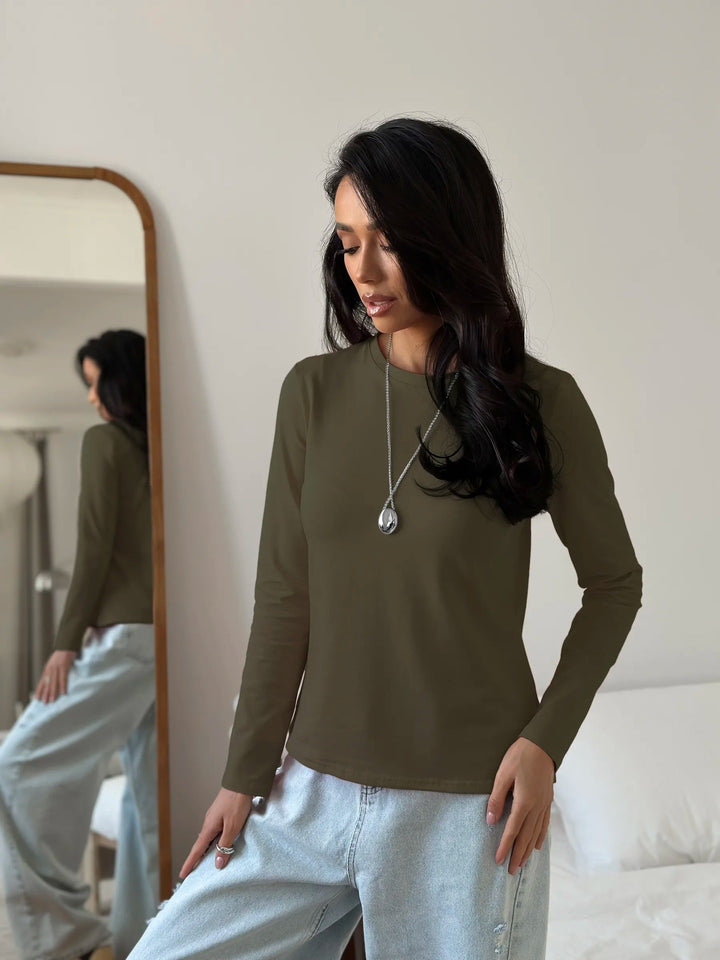 Damen Langarmshirt mit körperbetontem Schnitt und modischem Design Drune