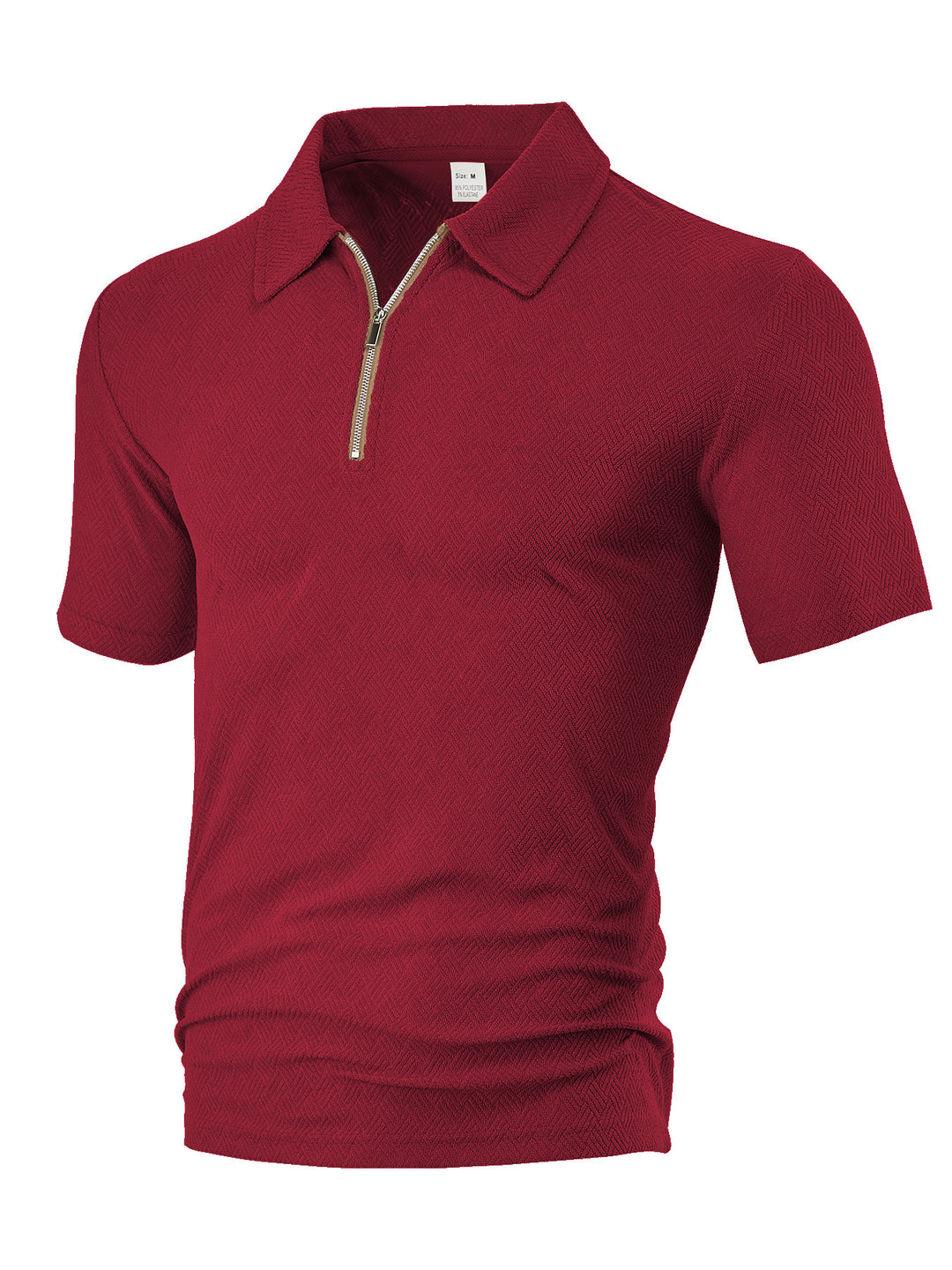Herren nan schmal geschnittenes Halbzip-Polo mit feiner Fischgrät-Jacquardstruktur Drune