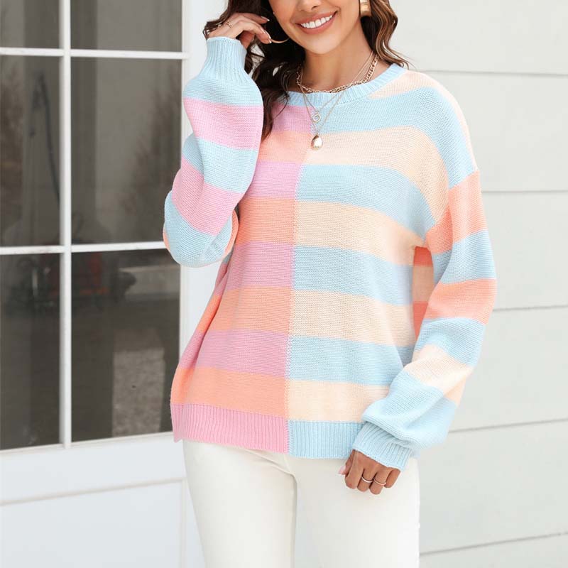 Drune | Strickbluse mit Pastellfarben Polyester Lässig und Farbenfroh