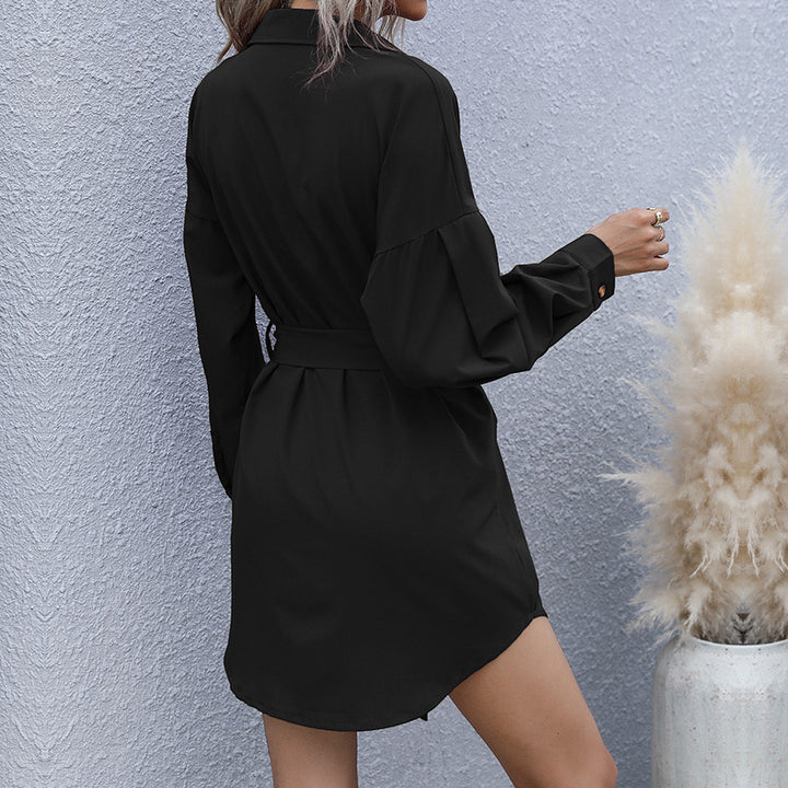 Damen Hemdblusenkleid mit modischem Gürtel Drune