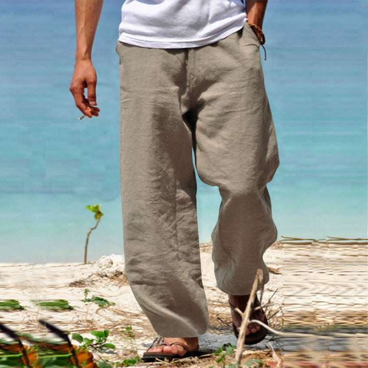 Herren lässige Leinenhose mit lockerer Passform und Seitentaschen Drune