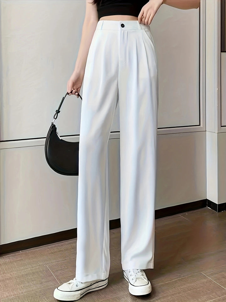Damen weite High-Waist Hose mit Falten Drune