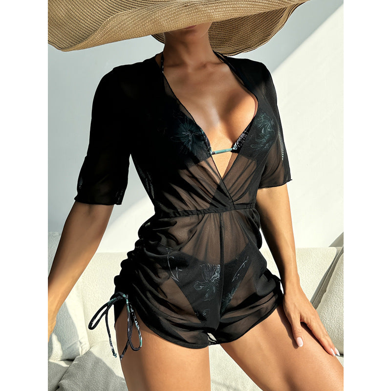 Damen Übergangs Strandschneider mit floralem Design und verstellbarem Bund Drune