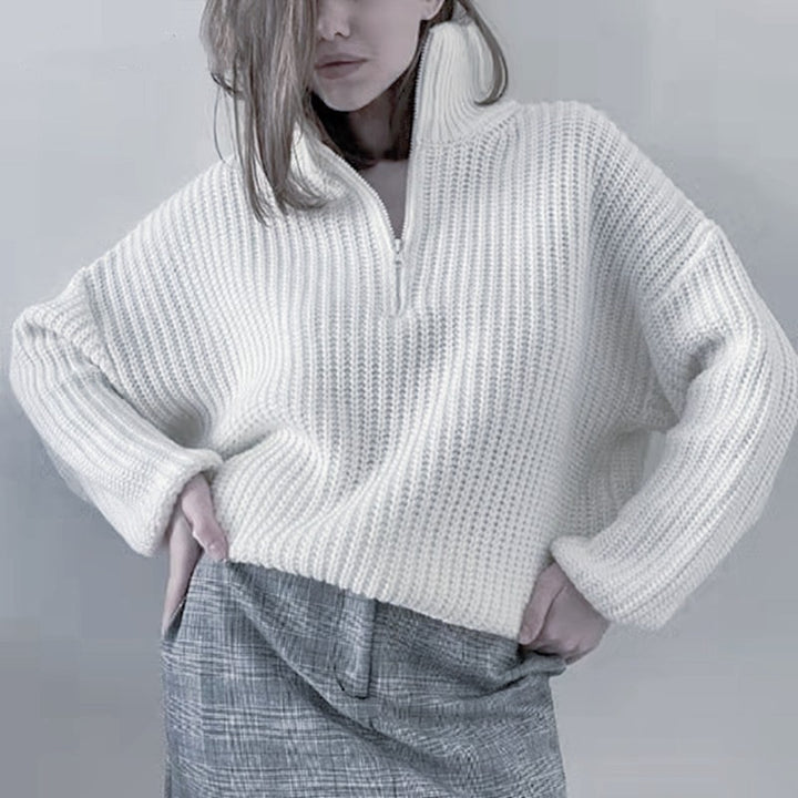 Damen Strickpullover mit Stehkragen Drune