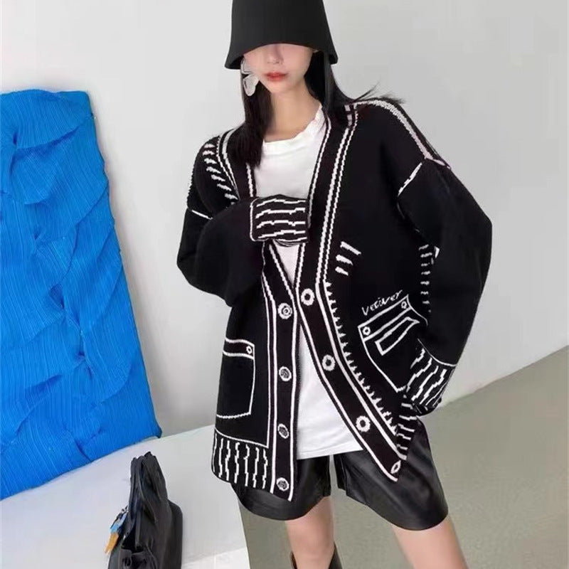 Damen Strickjacke mit kreativem Design und hochwertigen Knöpfen Drune