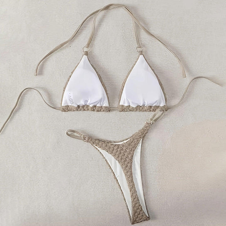 Damen Triangel-Bikini mit geflochtenem Design und verstellbaren Trägern Drune