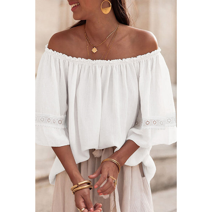 Damen Off-Shoulder Bluse mit bestickten Details Drune