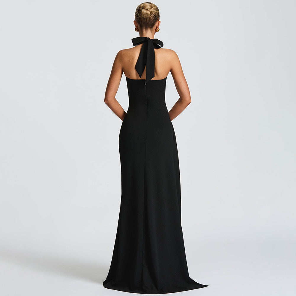 Damen Elegantes Halterneck Abendkleid mit seitlichem Schlitz Drune